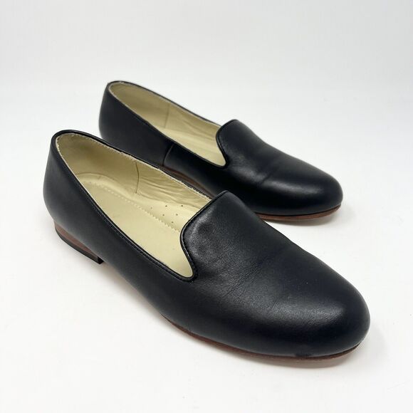 NISOLO Women’s Size 7 Black Leather Slip On Smoking Shoe Loafer Classic Flats - Picture 9 of 9